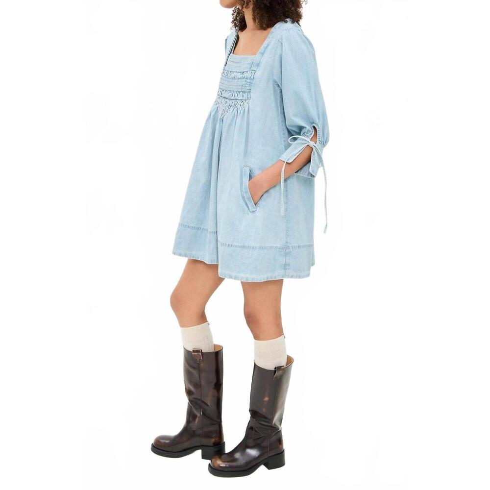 NEW FREE PEOPLE sonora denim mini dress in cornflower - Picture 4 of 6